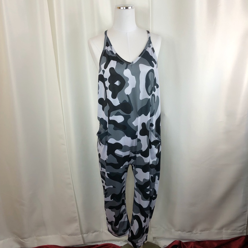 Grey Camo Jogger Romper